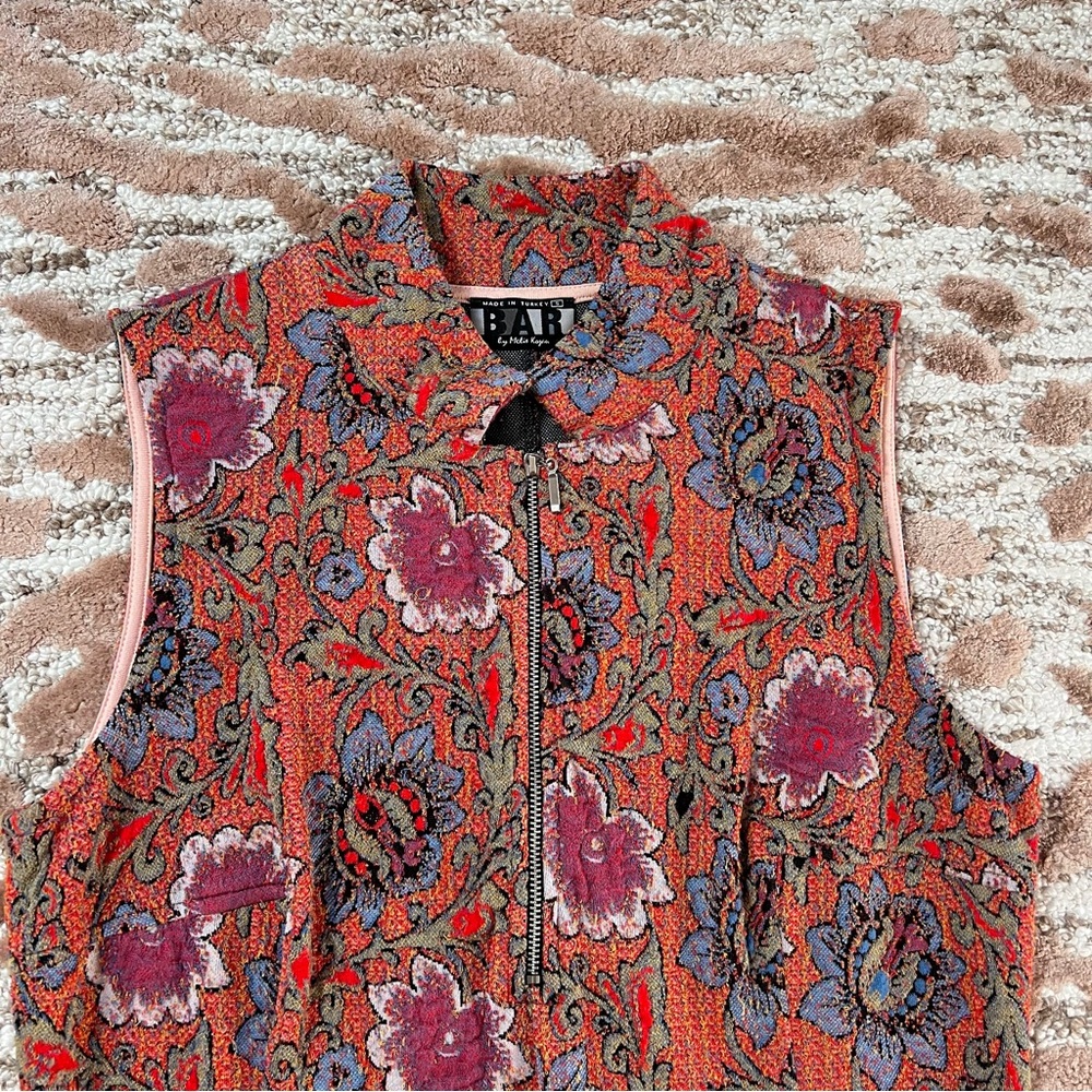 BAR by Melis Kogan sleeveless collared floral midi dress size small - Picture 3 of 6
